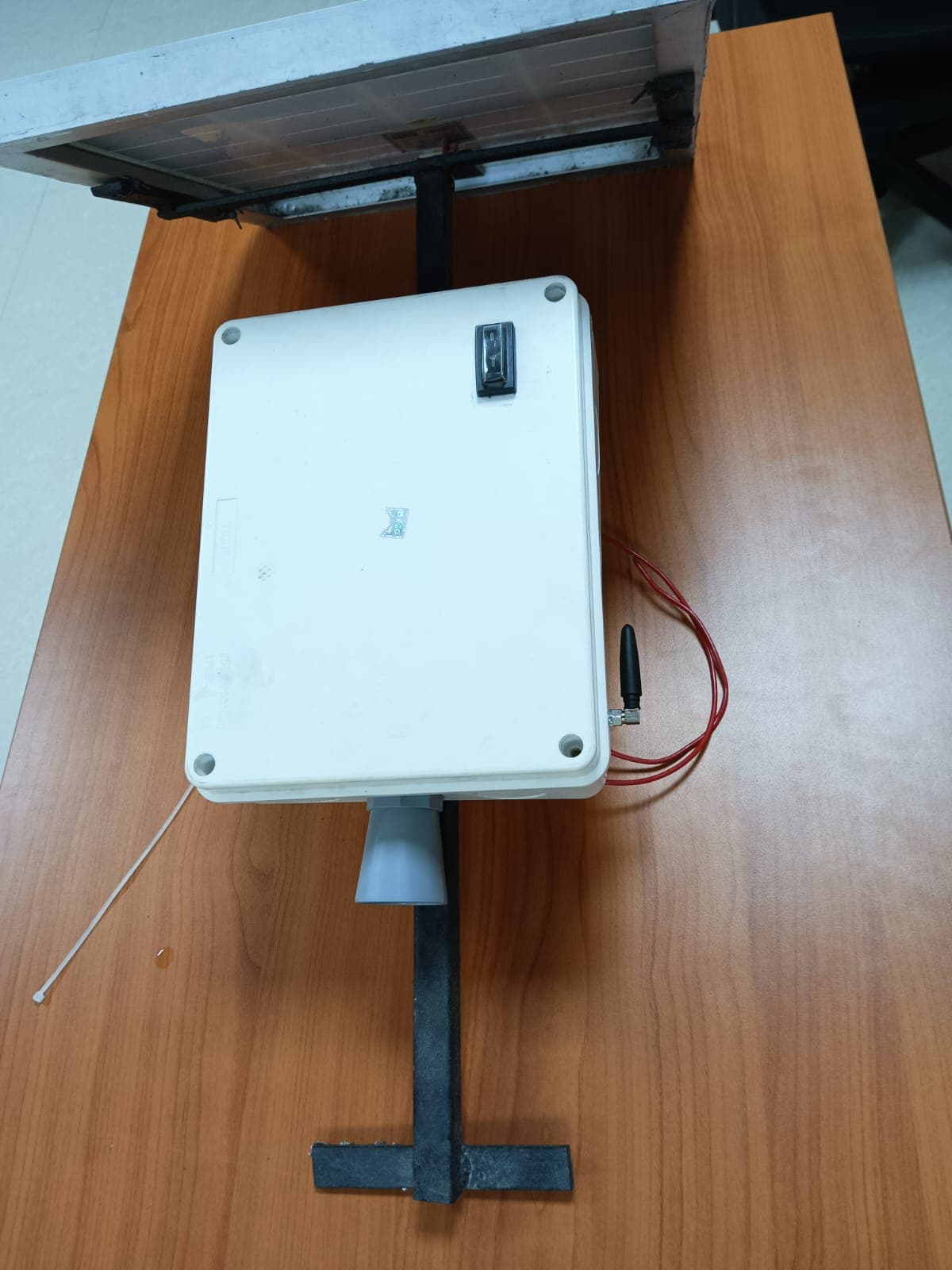 Waterproof enclosure with LoRa antenna top view